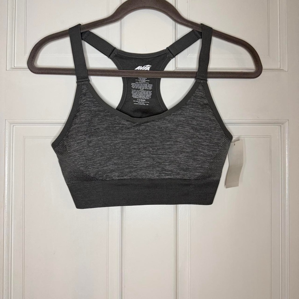 Avia Sports Bra Womens XL Heather Gray Removable Pads High Impact Activewear NWT